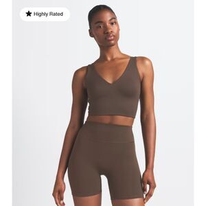 NEW NikeSKIMS Matte V-Neck Longline Bra Dark Sepia Brown XS NWT Nike SKIMS